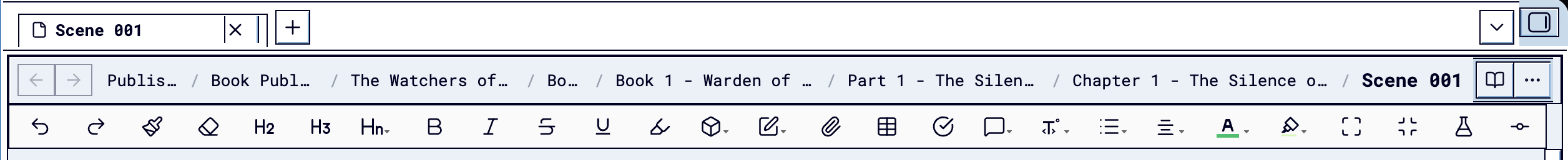 The tab strip, breadcrumb path and toolbar