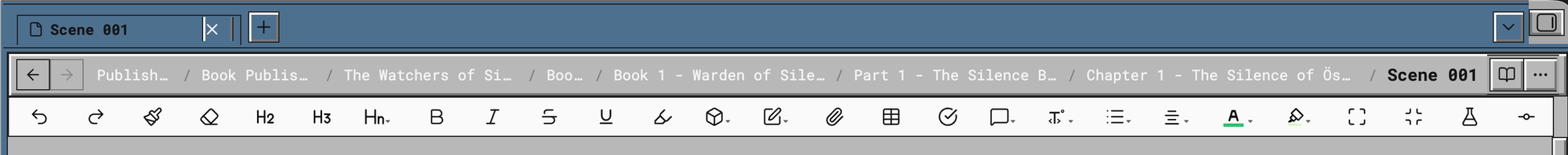 The tab strip, breadcrumb path and toolbar