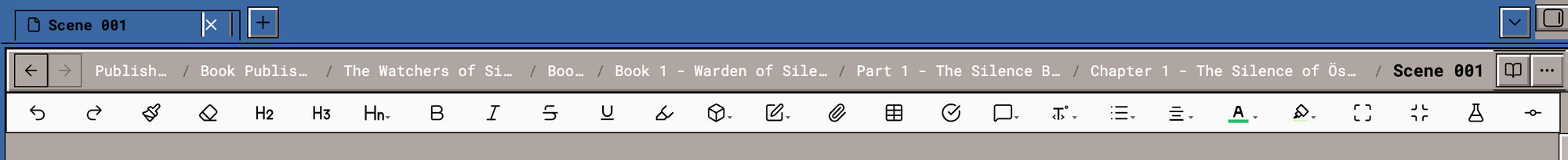 The tab strip, breadcrumb path and toolbar