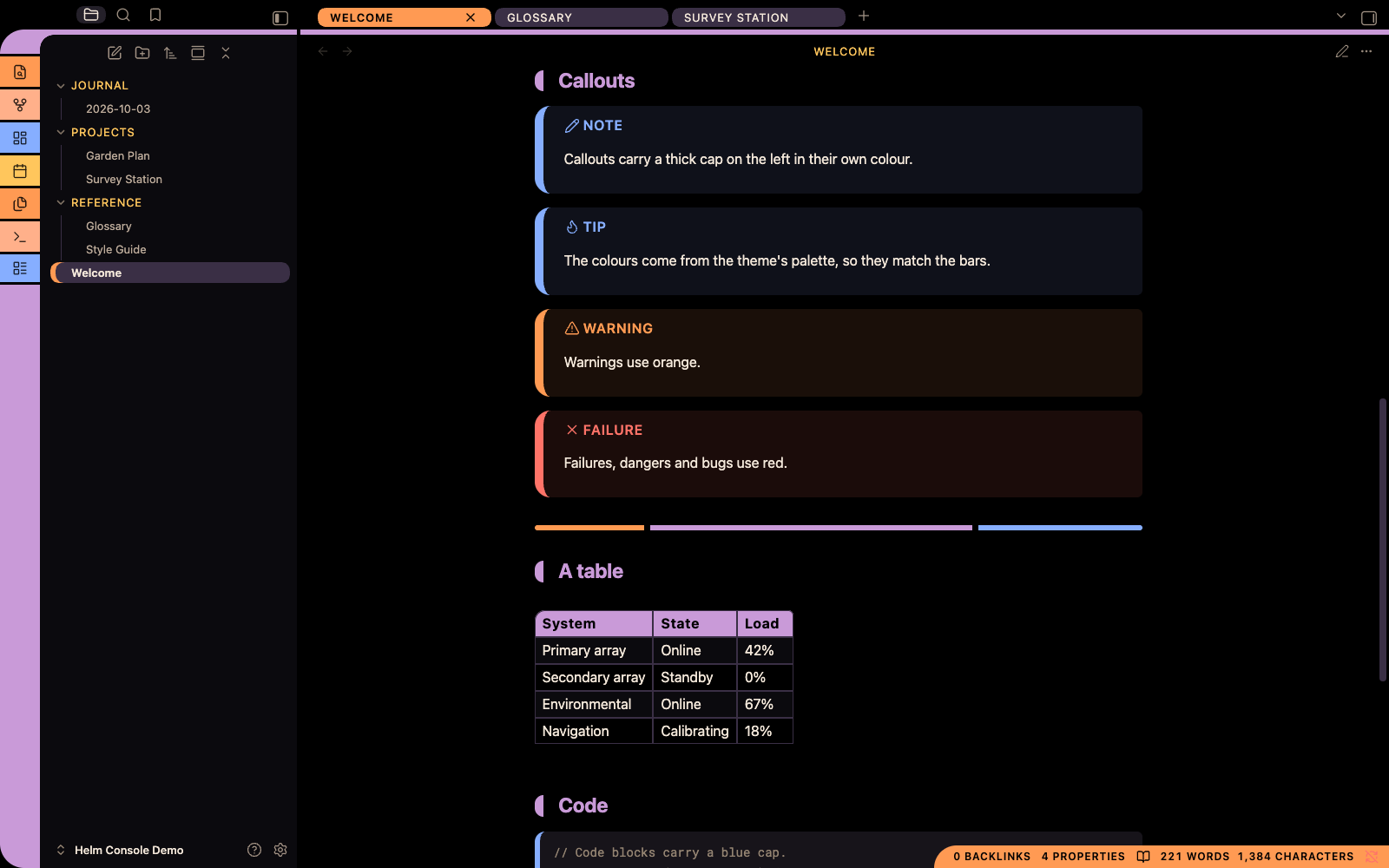Note content in reading view